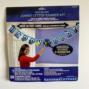 Amscan Jumbo Letter Banner Kit Add An Age Over 10 Ft Long Birthday - New Sealed
